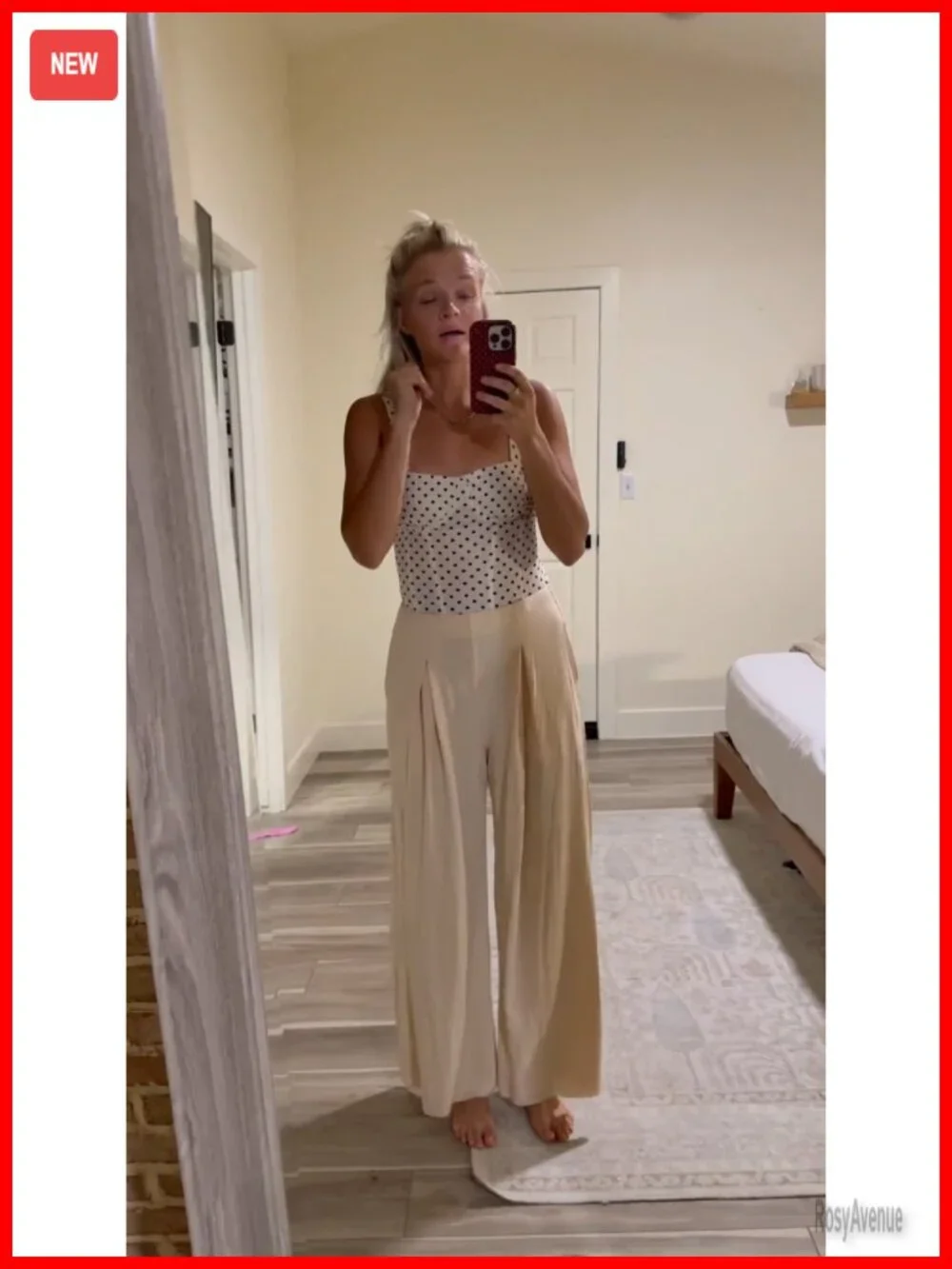 Flowy Wide Leg Pants High Waisted Pleated Stretchy Palazzo with Pockets